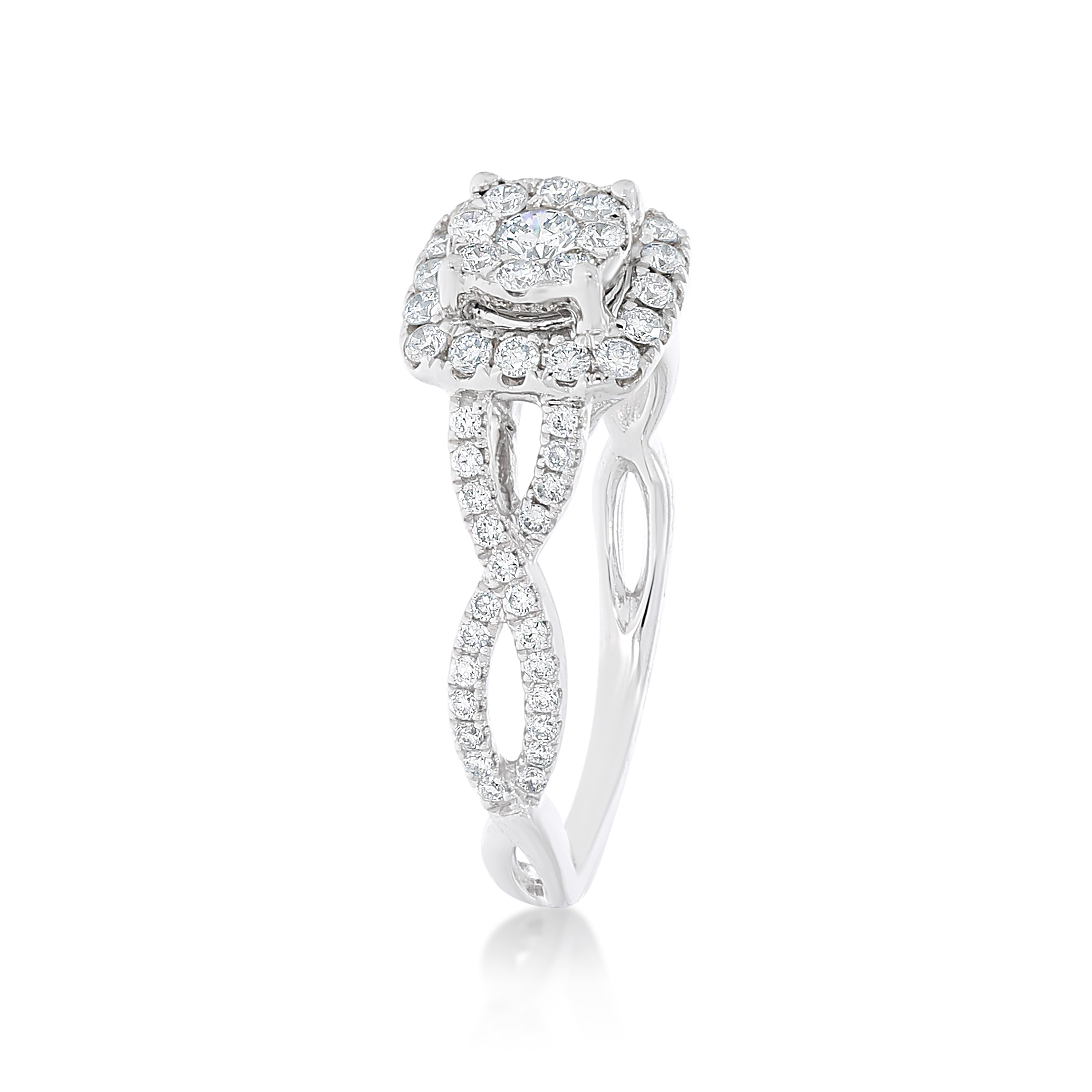 Diamond Engagement Ring Rounded-Square Halo 0.62 ct. 14k White Gold